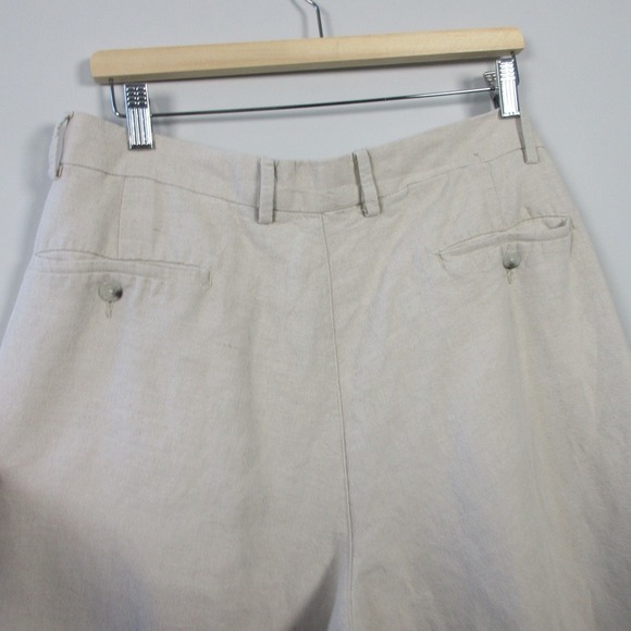 Club Room Pleated Dress Pants Men 33 Beige Linen Trouser Casual Work Office 490 - Picture 3 of 16